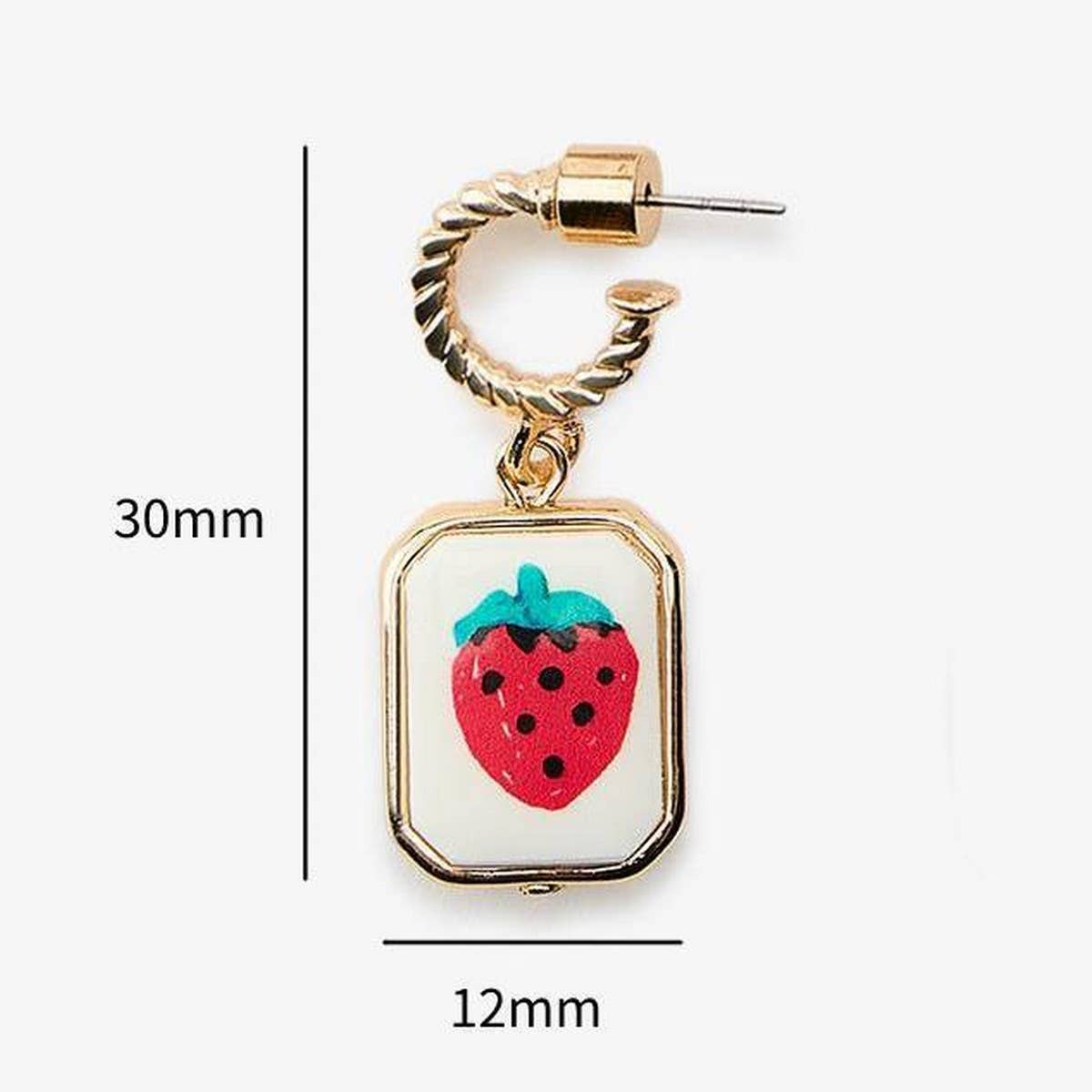 Strawberry Square Earrings Copper Plated_CWAJE4987