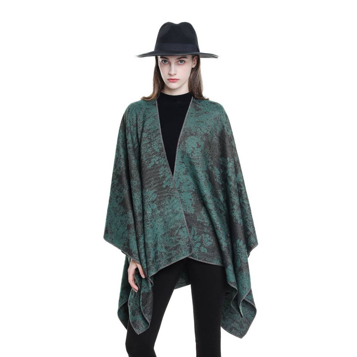 NEW FASHION RETRO FLORAL SLIT SHAWL FOR WOMEN