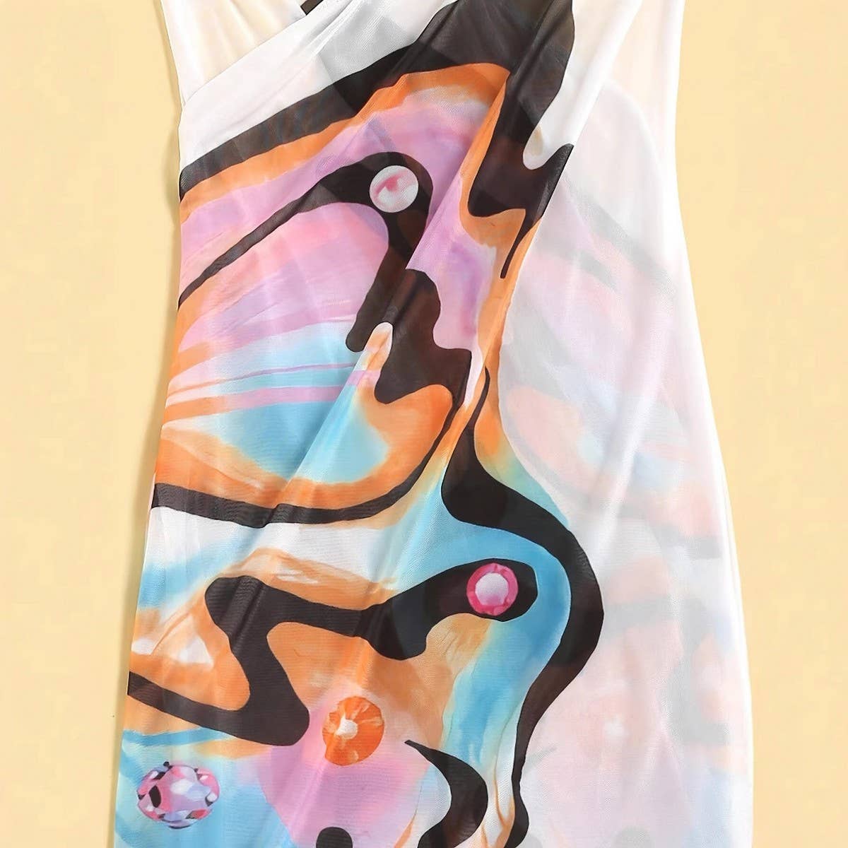 Casual Sling QuickDry Beach Dress, Butterfly Print_CWBLS0482