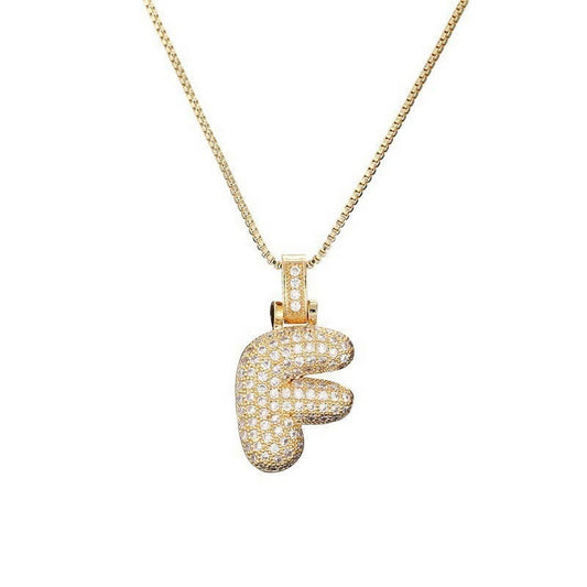 Copper Zirconia 26 Letters Pendant Necklace