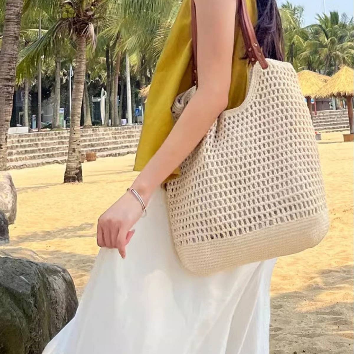 CWAB4838_LARGE CAPACITY BEACH LEISURE SHOULDER TOTE BAG