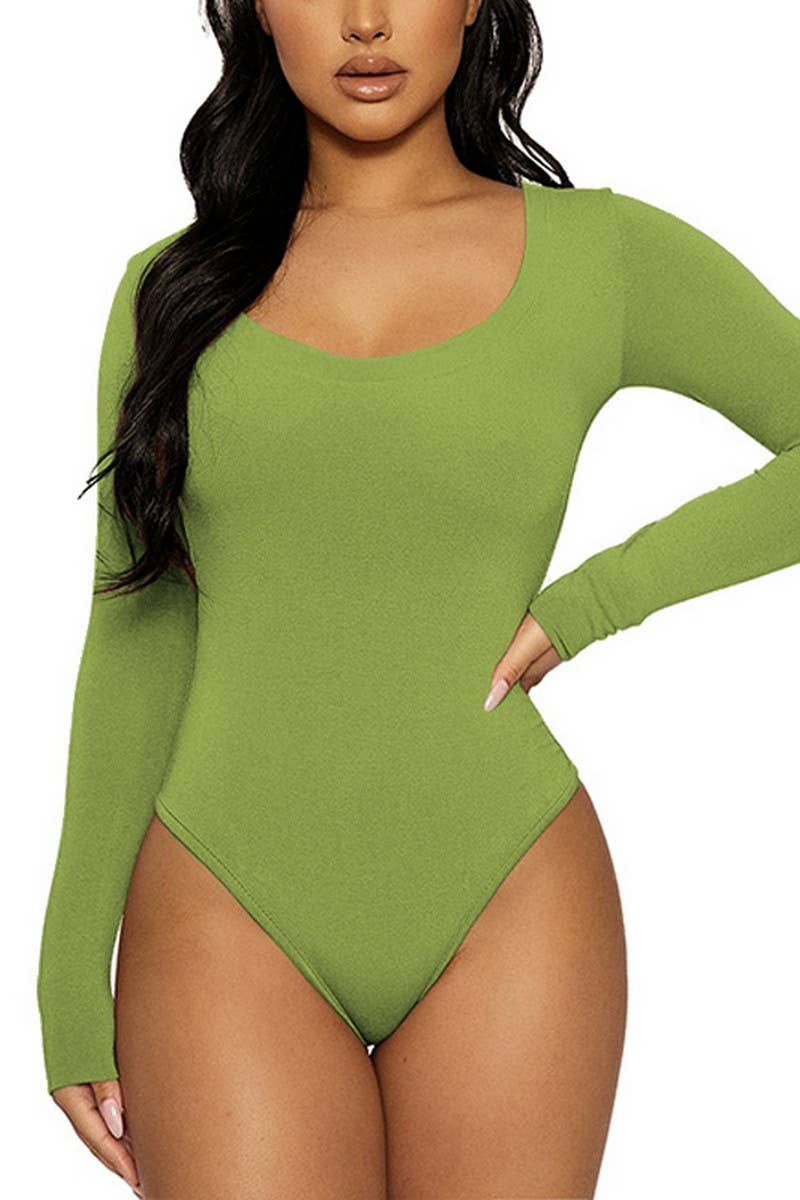 CWSBSL0156_SLIM FIT U-NECK LONG SLEEVE BODYSUIT