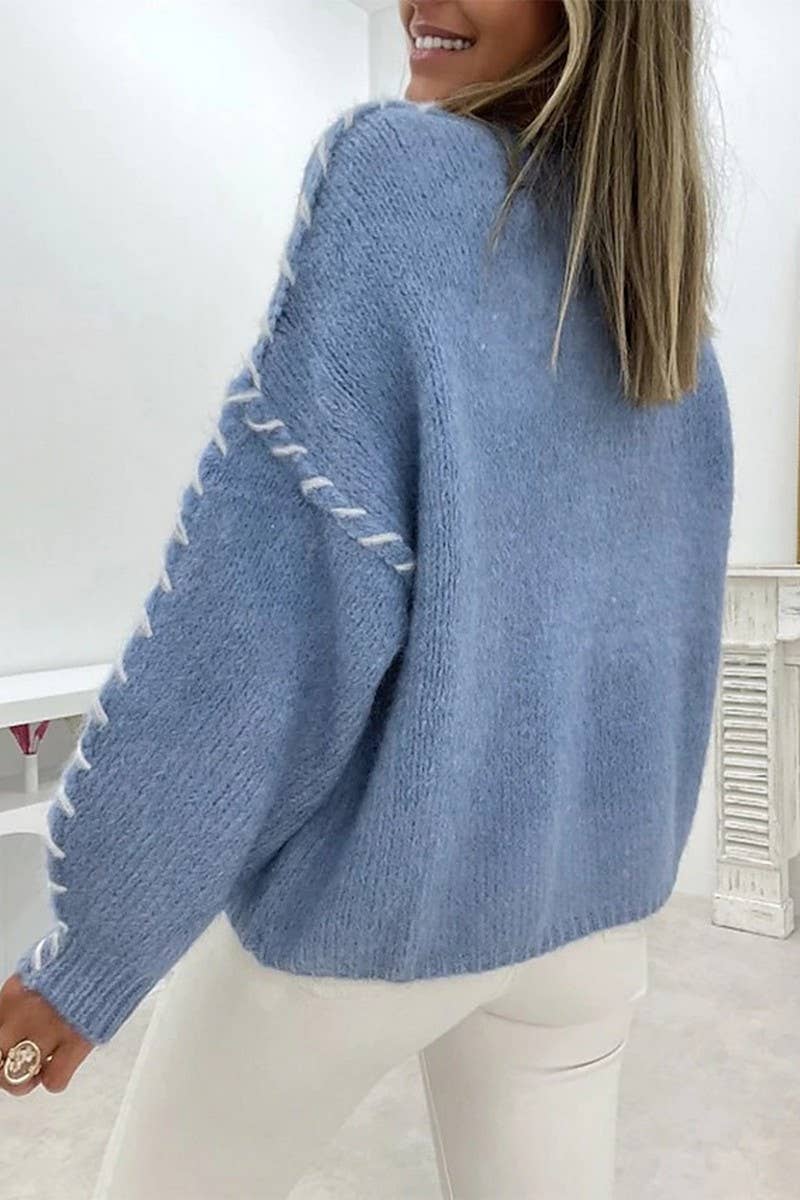CWOSWL5814_CREW NECK LONG SLEEVE KNIT SWEATER TOP
