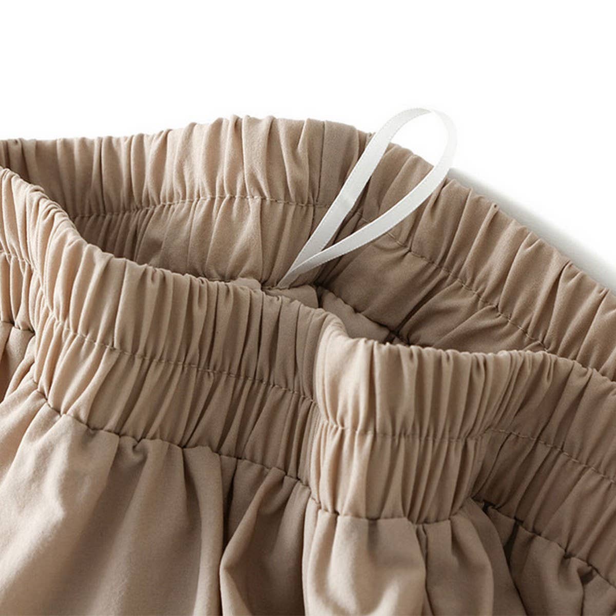 High-Waist Elastic Waist A-Line Pleated Midi Skirt