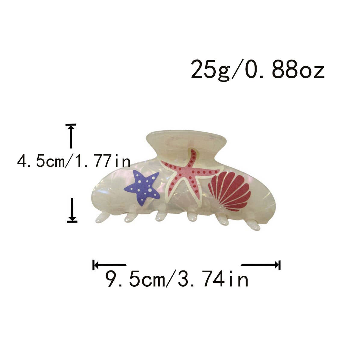 CWAHA07745_ACETATE STARFISH OCEAN SHARK HAIR CLAW CLIP