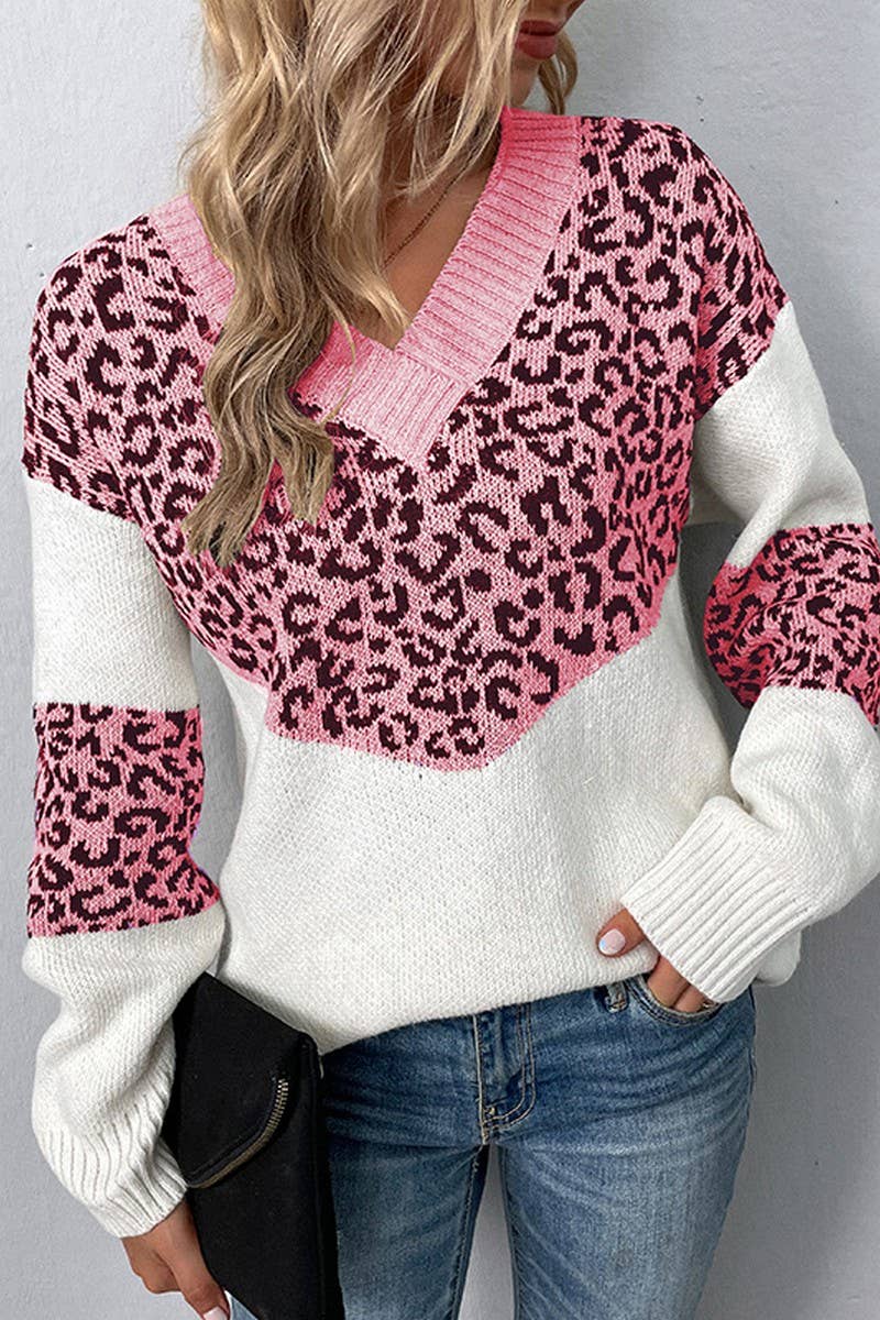 CWOSWL1720_V-Neck Long Sleeve Pullover Sweater