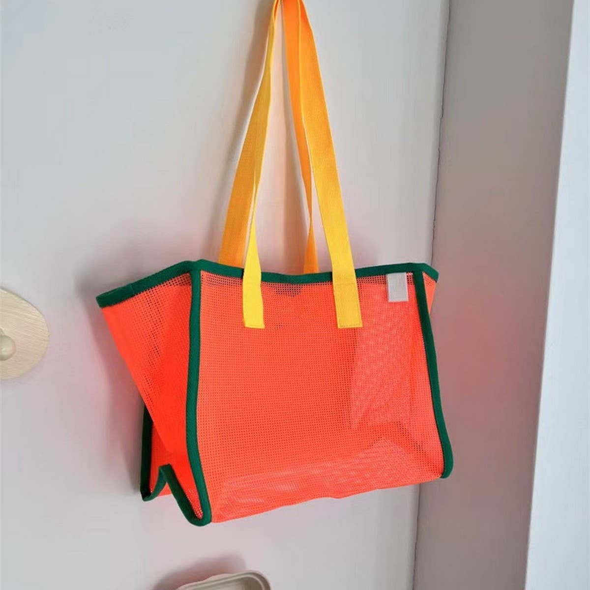 MESH CONTRAST COLOR BEACH TRAVEL STORAGE BAG_CWAB1916
