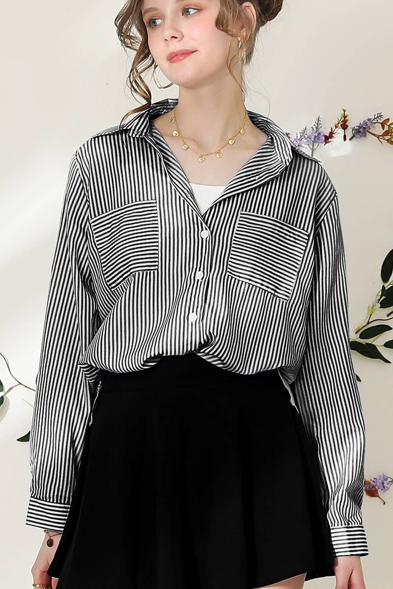 CWTSTL716_Striped Button Down Long Sleeve Collared Shirts