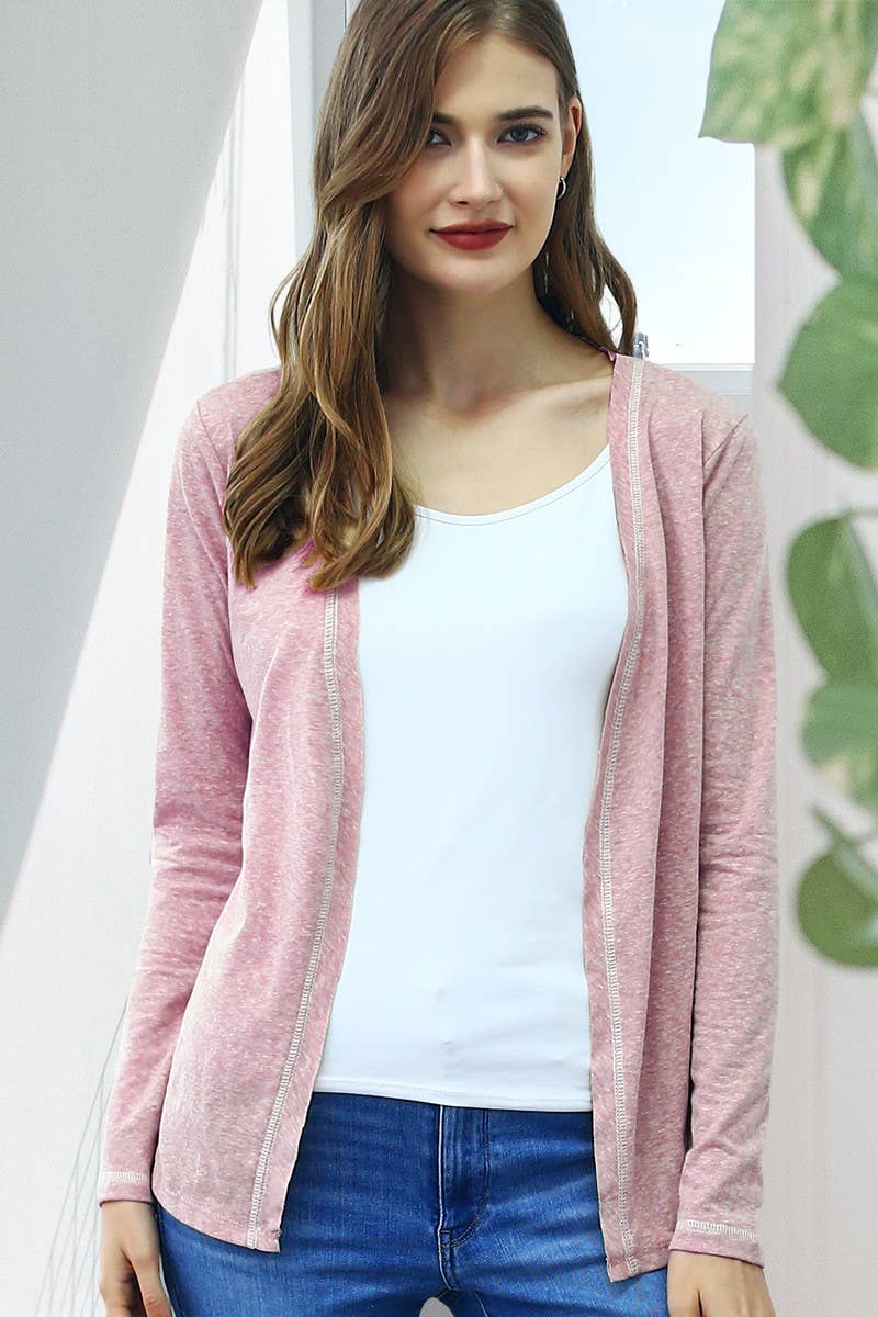 CWOCAL542_SOFT COLOR CONTRAST OVERLOCK KNIT CARDIGAN