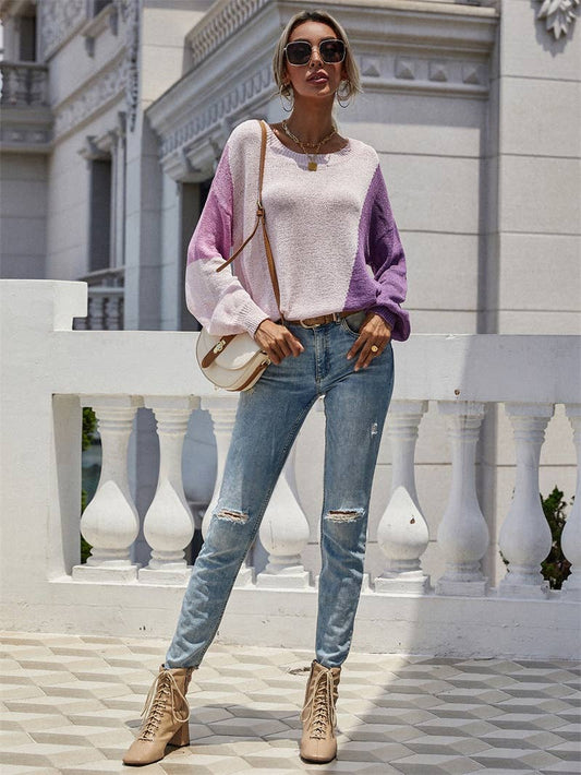 CWOSWL1422_Crew Neck Pullover Casual Sweater