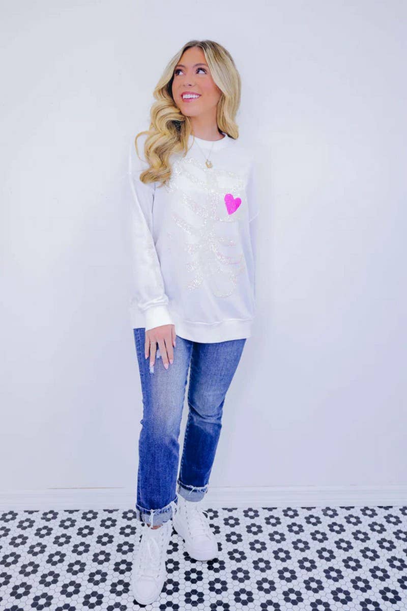 CWTBLL01245_HALLOWEEN SEQUIN SKELETON LONG SLEEVE SWEATSHIRT