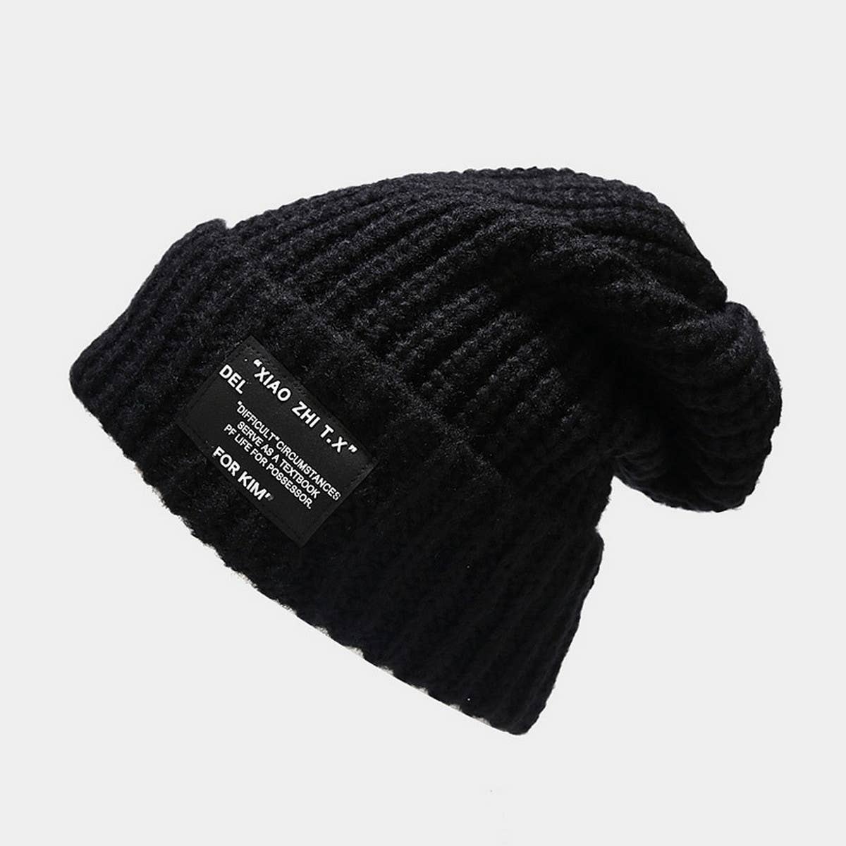 VINTAGE LETTER PATCH KNITTED HAT_CWAH1622