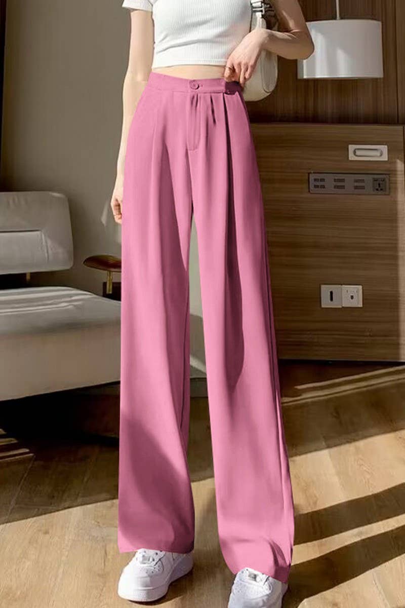 CWBLP00922_AUTUMN MID-RISE DRAPEY SLIM-FITTING LOOSE TROUSER