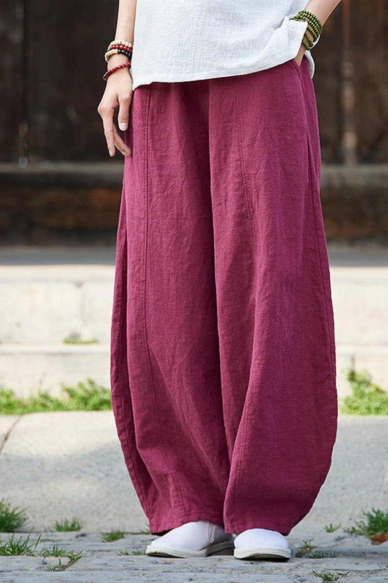 CWBLP1375_COTTON AND LINEN WASHED LOOSE CASUAL BLOOMERS