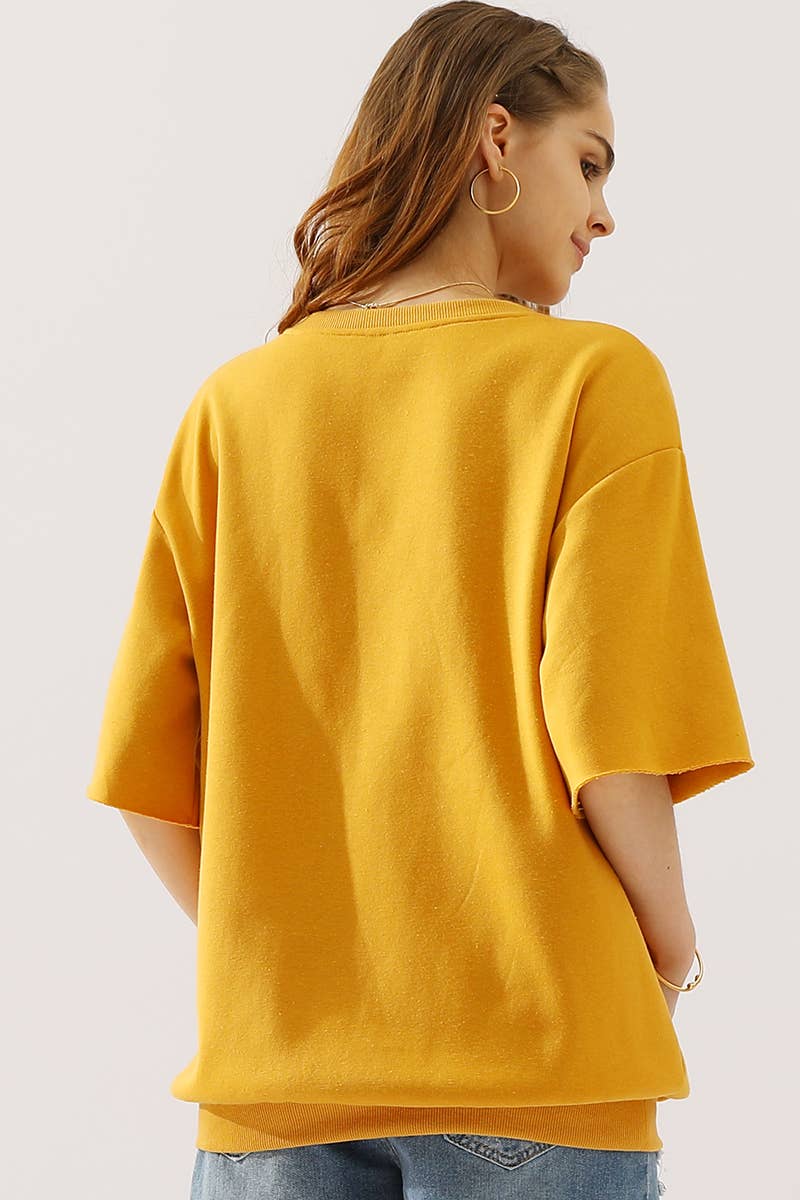 CWTTS641_Round Neck Casual Short Sleeve Top