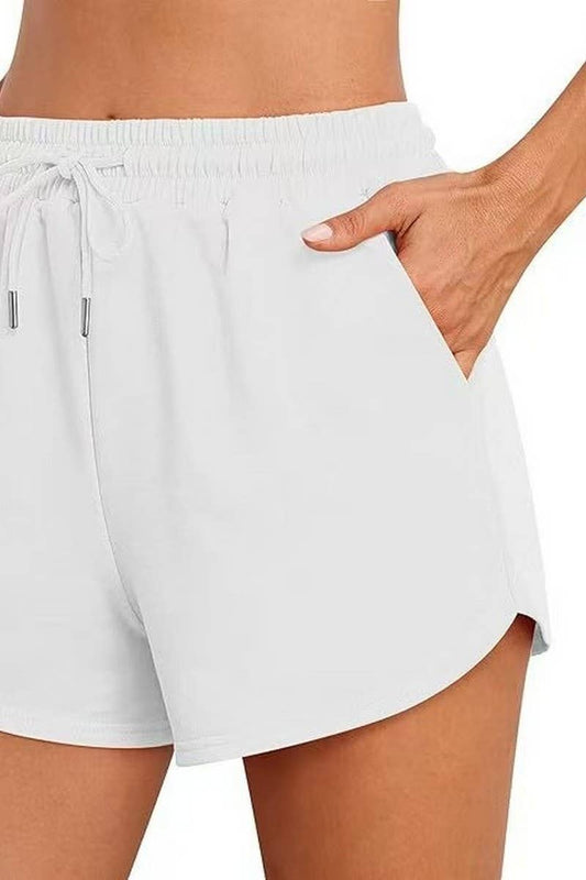 CWBSP0567_SOLID COLOR DRAWSTRING POCKET ATHLETIC SHORTS