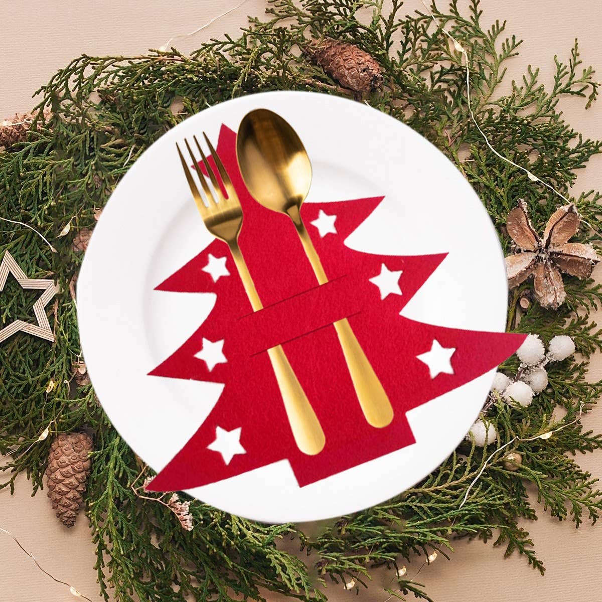 CWMM9684_PARTY MINI CHRISTMAS TREE FORK SPOON CUTLERY BAG