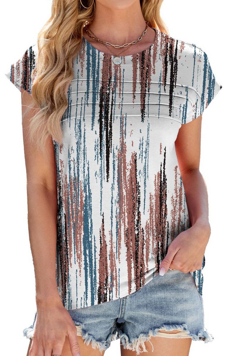 CWTTS1318_NEW PRINTED ROUND NECK LOOSE SHORT SLEEVE T-SHIRT