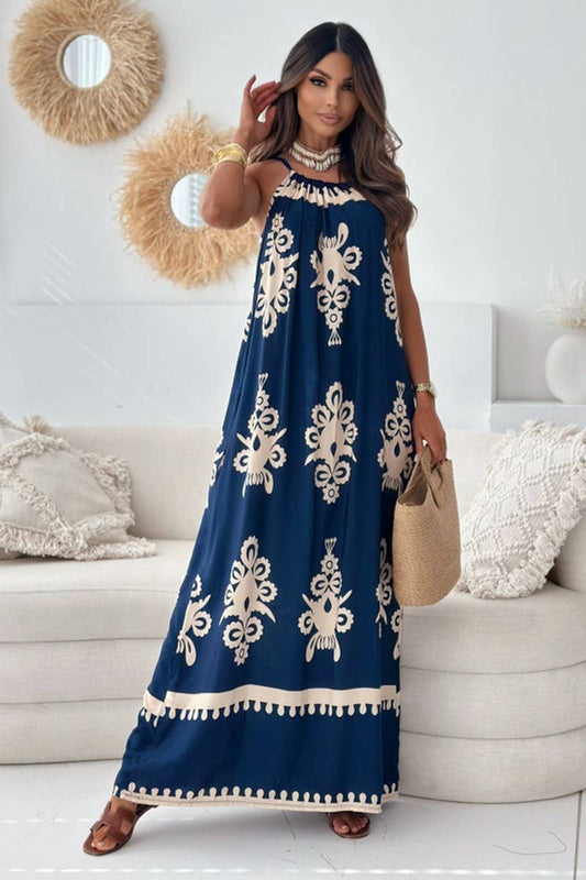 CWDMD4106_POSITIONING FLOWER PRINT BACKLESS SUSPENDER DRESS