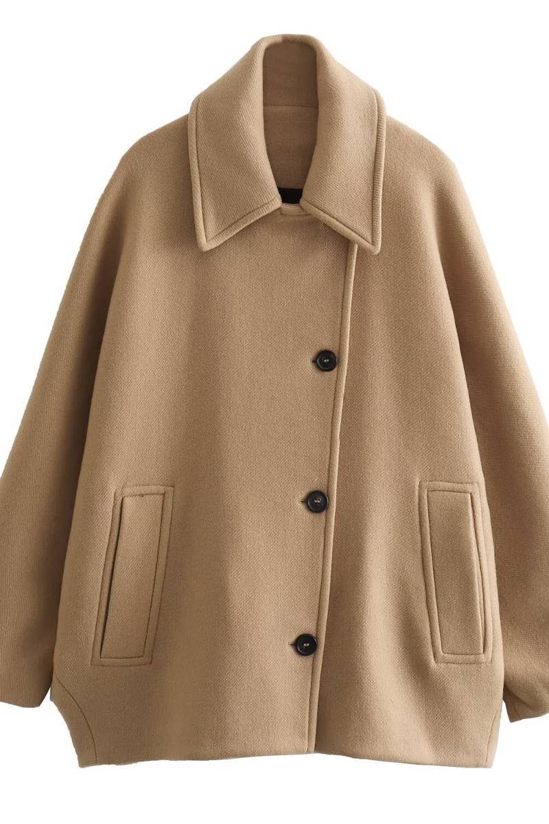 CWOCO0903_FALL FASHION BUTTON-UP LONG-SLEEVED COAT