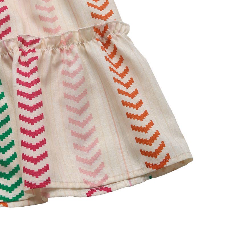 Boho Colorblock Printed Elastic Waist Skirt