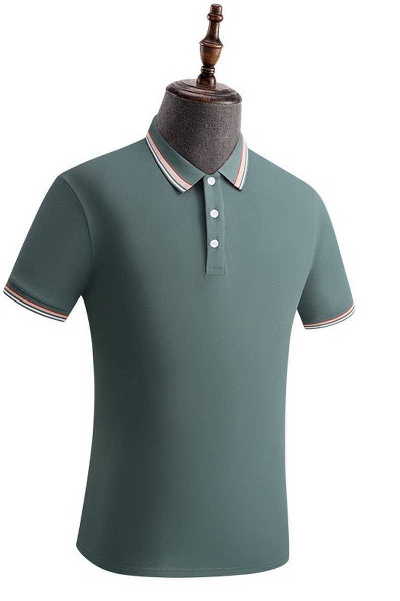 CWTBLS02419_COLORBLOCK POLO COLLAR SHORT SLEEVE CASUAL TOP