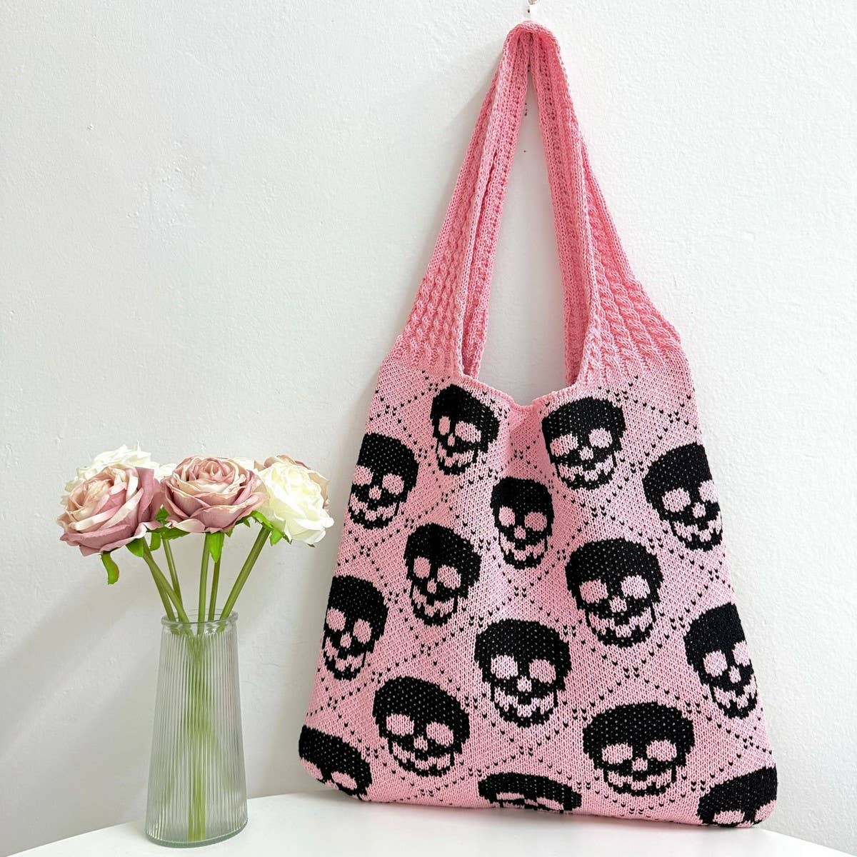 CUAB00333_HALLOWEEN KNIT TOTE BAG WOVEN SHOULDER HANDBAG