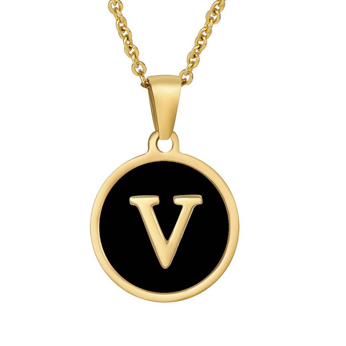 CIRCULAR SHELL ENGLISH LETTER PENDANT NECKLACE