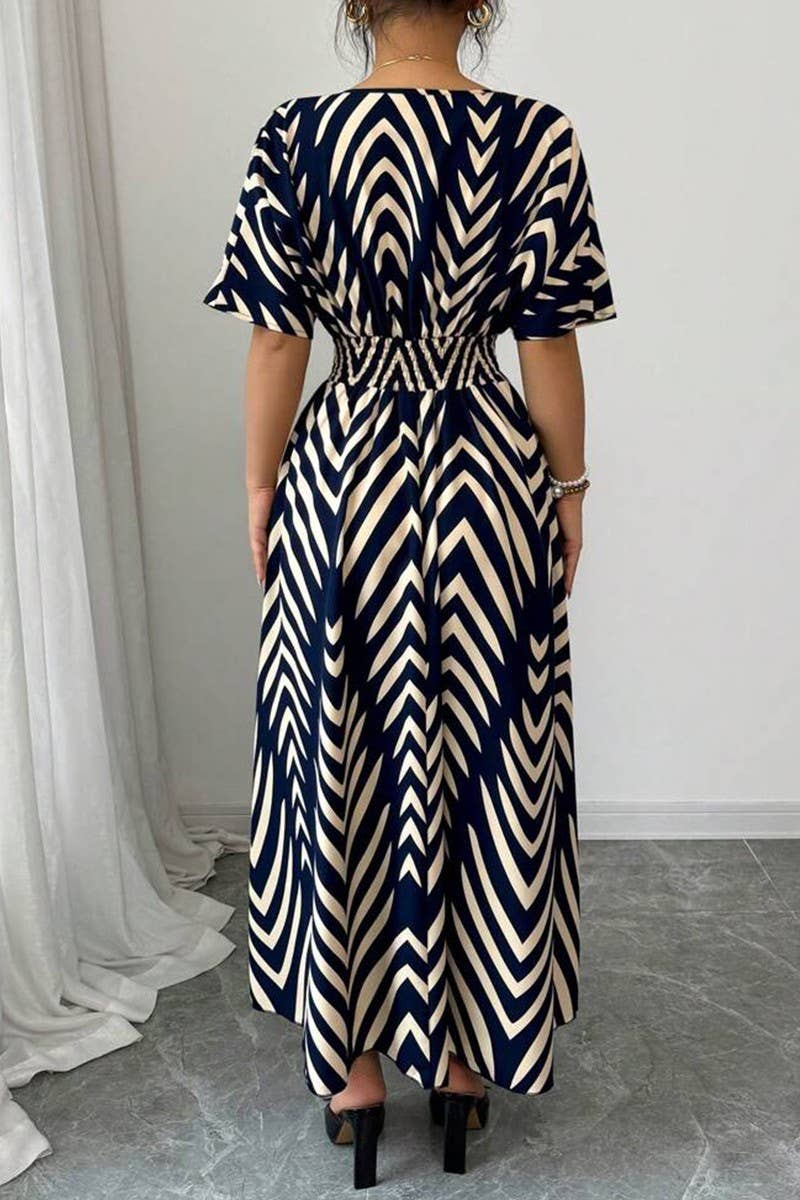 CWDMD6174_SUMMER NEW WAIST TEMPERAMENT TWILL DRESS