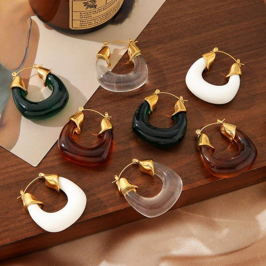 RETRO STYLE STAINLESS STEEL GOLD-PLATED EARRINGS