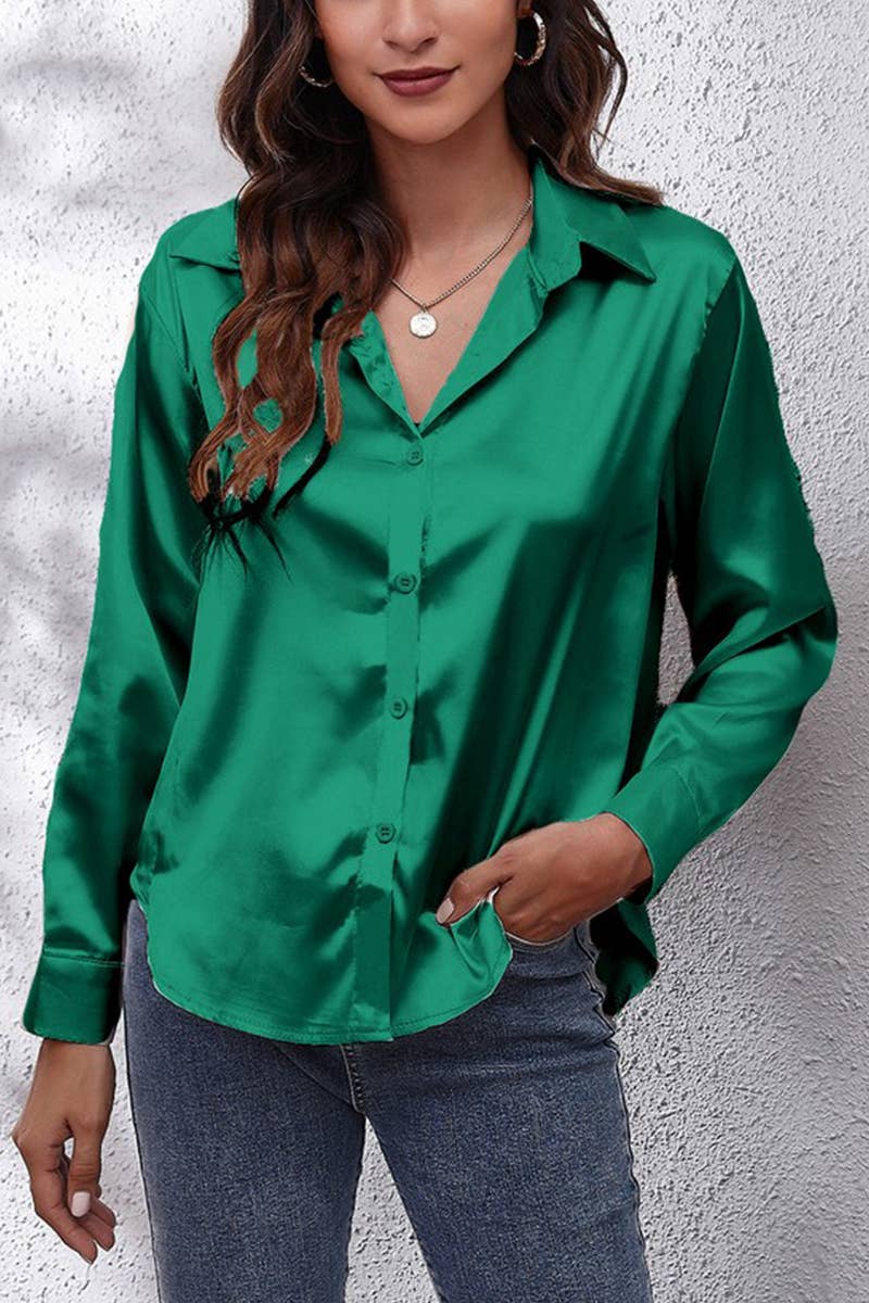 CWTTL1388_Casual Foldover Collar Pullover Top