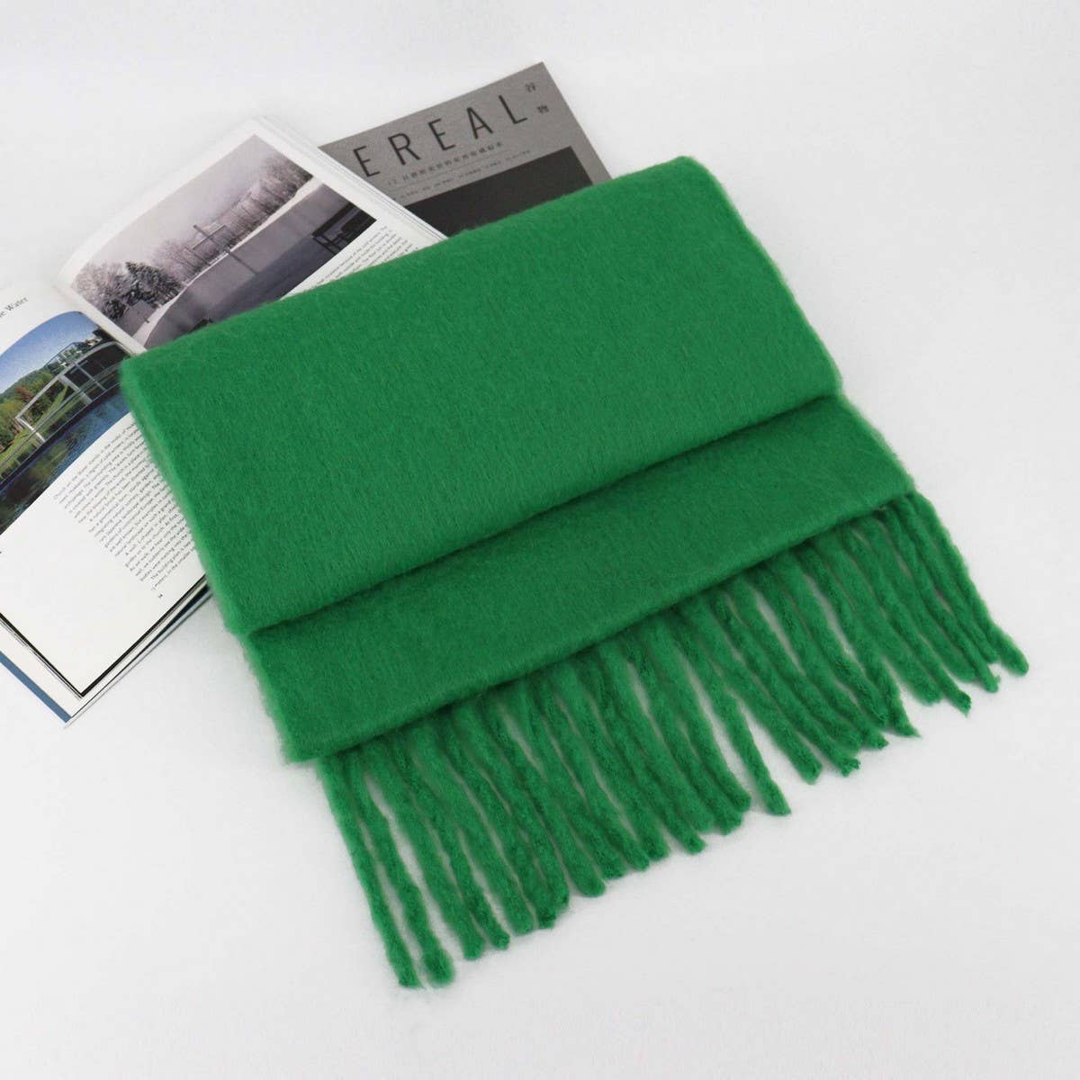 Thick Mohair Scarf - Winter Tassel Wrap for Women