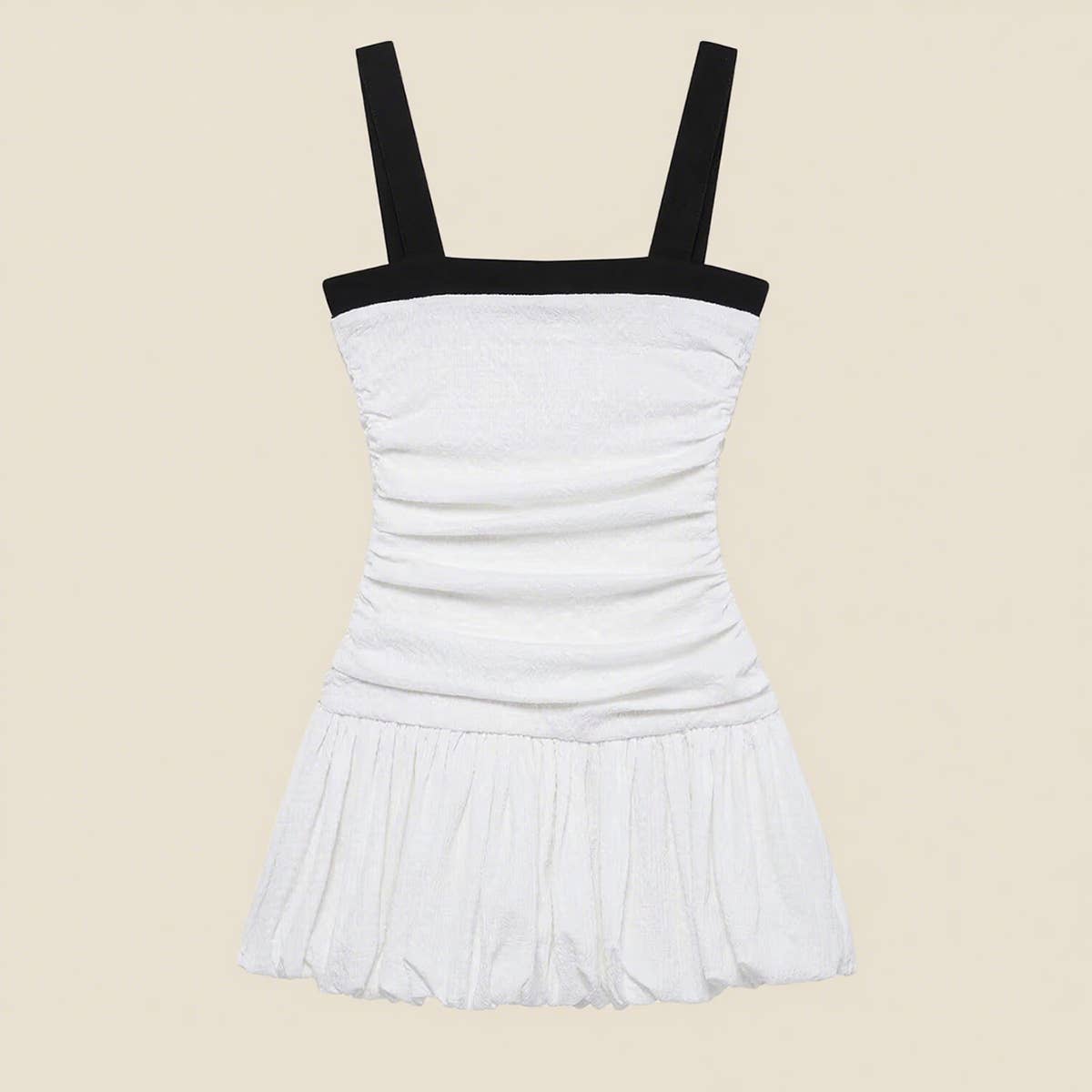 Contrast color one line collar short dress