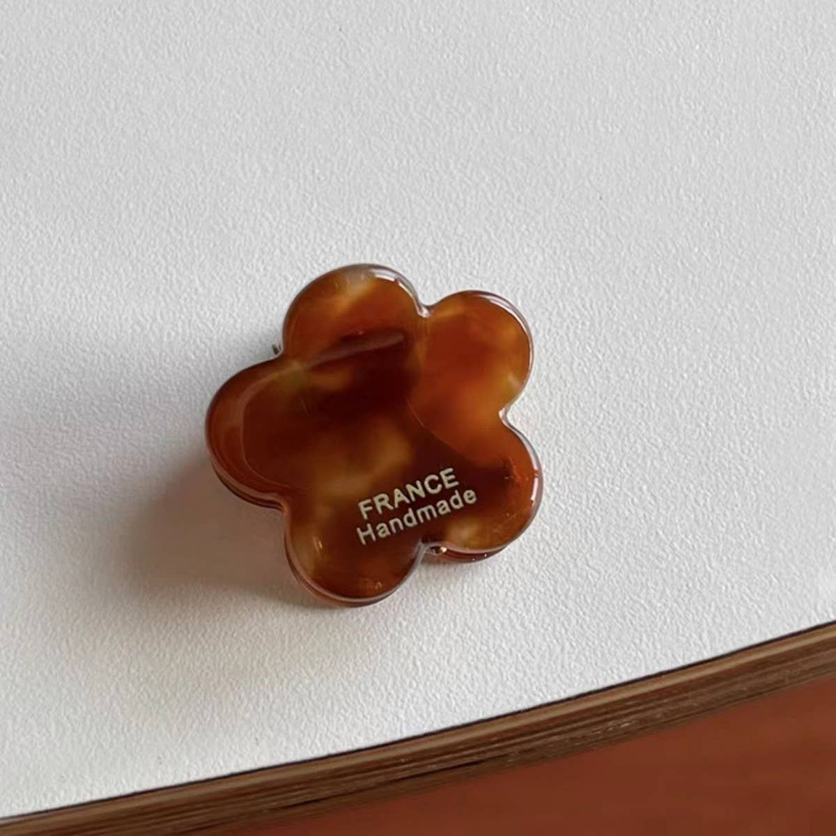 Ink Brown Floral Mini Hair Claw - Retro Bang Clip