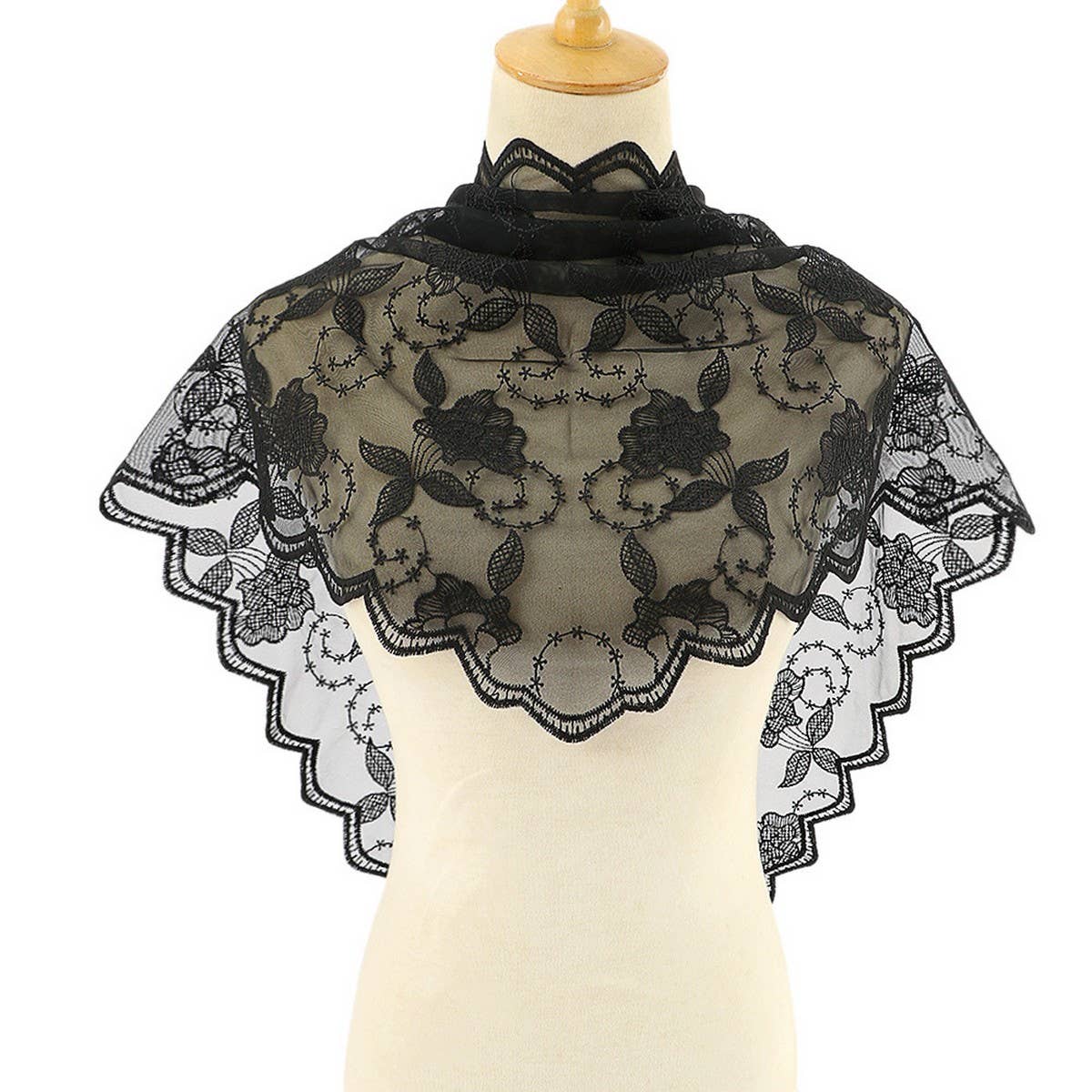 BLACK AND WHITE TRIANGLE SCARF WEDDING VEIL_CWMM1990