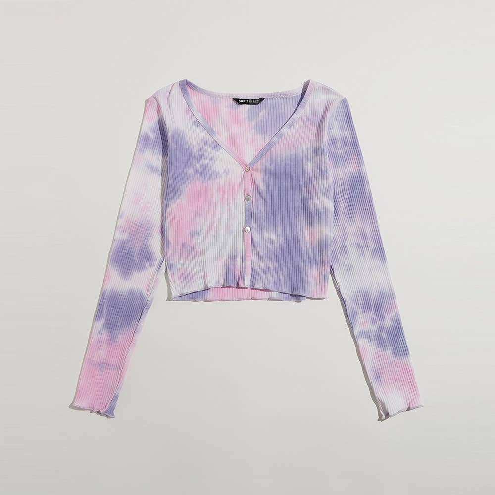 Fashion Tie-Dye Long Sleeve Cardigan Tee