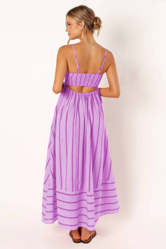 Backless swing Striped sleeveless halter dress