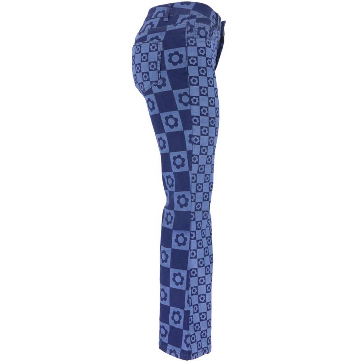 DARK PRINTED HIGH WAISTED WIDE LEG FLARED JEANS