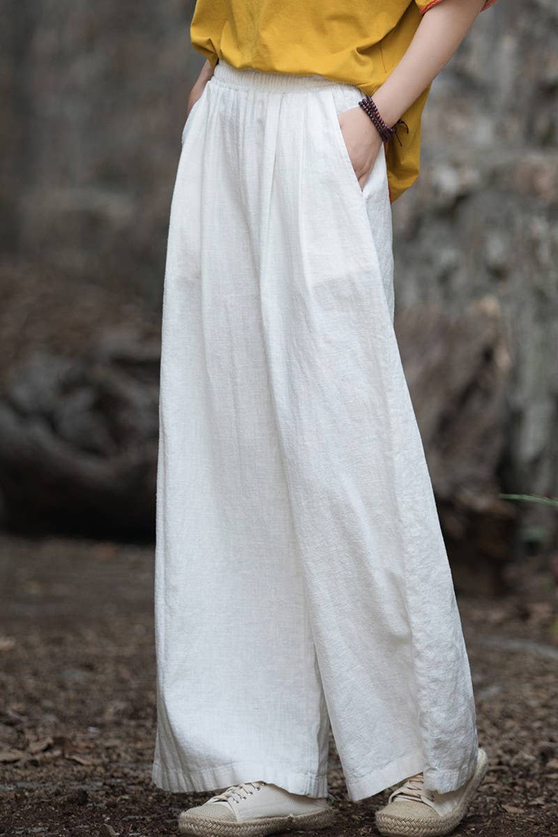 CWBLP1377_COTTON AND LINEN SAND-WASHED WIDE-LEG TROUSERS