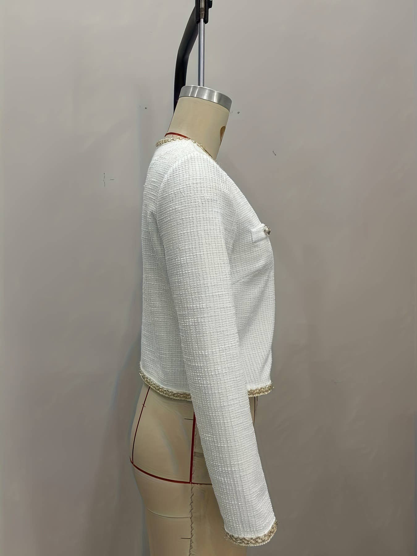 Elegant round-neck lace patchwork short coat