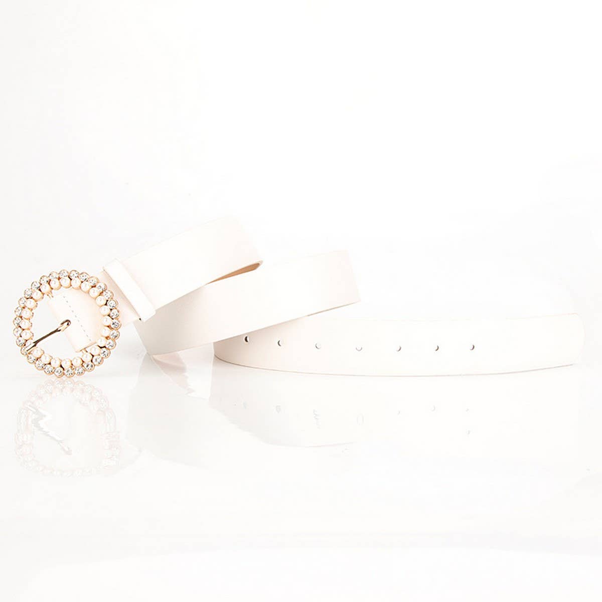 CLASSIC VINTAGE ROUND RHINESTONE PEARL BUCKLE BELT_CWABE0400