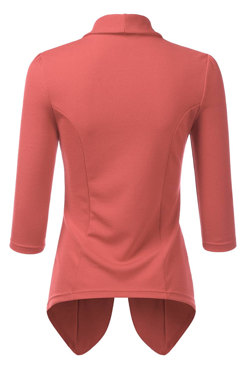 CWOBL089_Casual Work 3/4 Sleeve Open Front Blazer