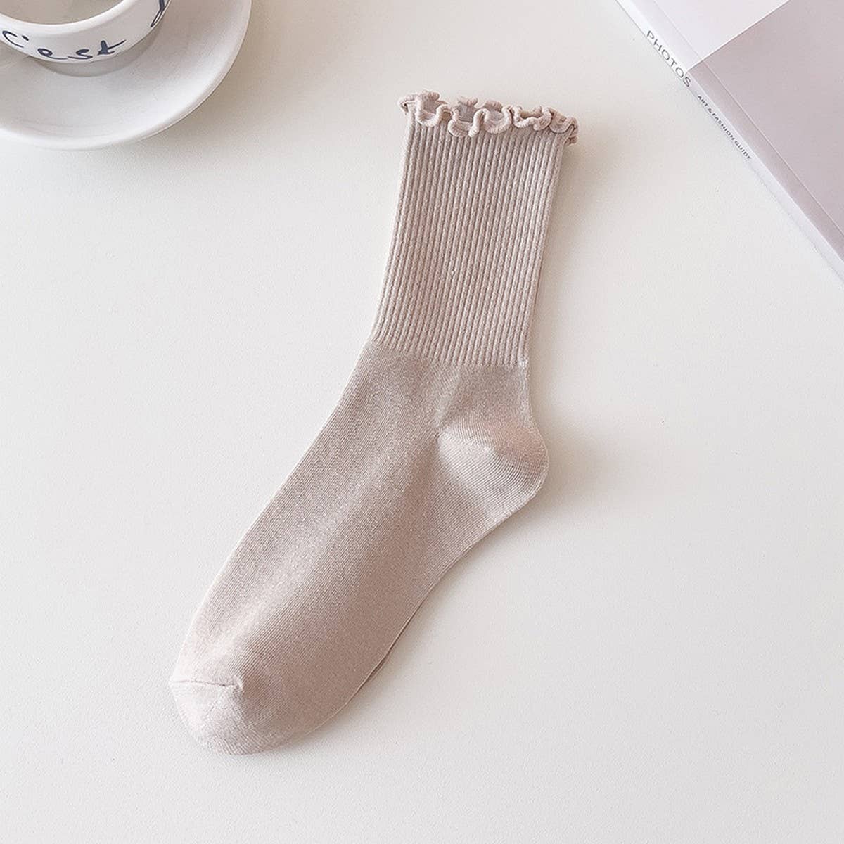 WARM BROWN FUNGUS MID-CALF WOMEN'S SOCKS