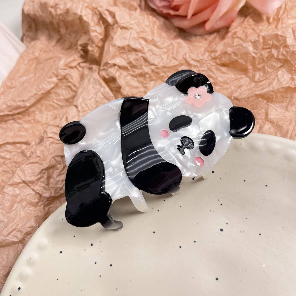 CWAHA4464_GIRLS PERSONALIZED CUTE PANDA CARTOON HAIRPIN