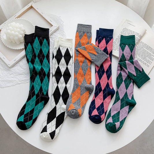 NEW LARGE DIAMOND RETRO MID-TUBE SOCKS