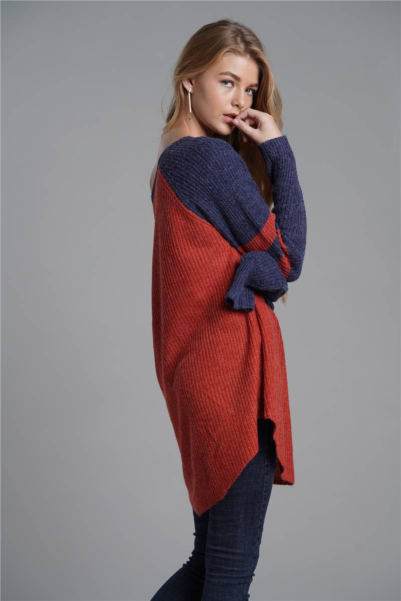 ALL-IN-ONE LONG LOOSE SOLID PULLOVER SWEATER