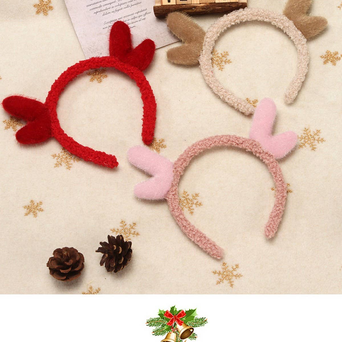 CWMM10425_PLUSH REINDEER ANTLER HEADBAND CHRISTMAS COSTUME