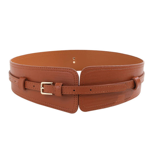 Alloy buckle waist-cinching wide belt