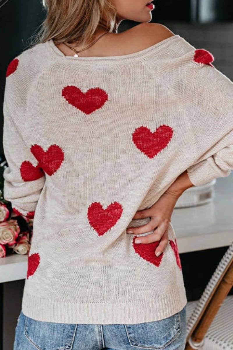 CWOSWL6739_WINTER LOVE V-NECK LONG-SLEEVED SWEATER