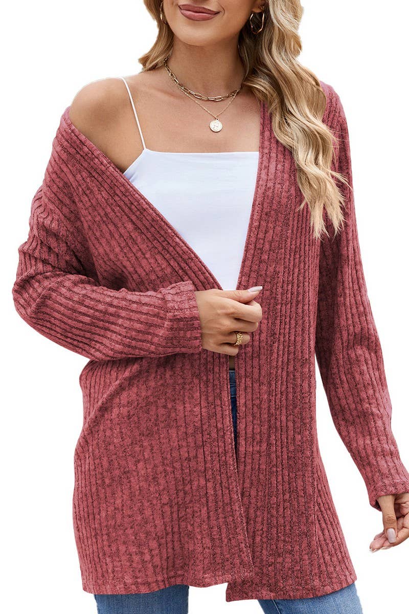 CWOCAL1917_LONG-SLEEVED FITTING BRUSHED KNITTED CARDIGAN